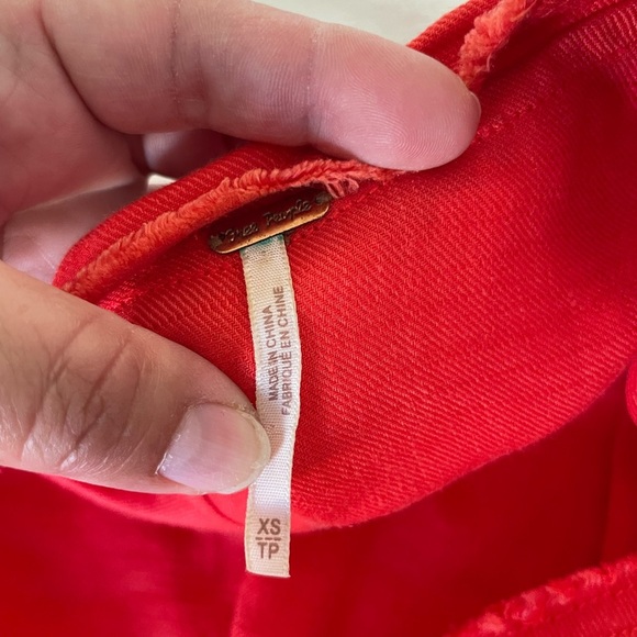 Free People Red Draped Linen Jacket - Picture 7 of 12